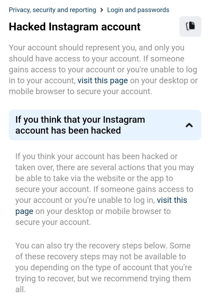 Recover Instagram Hacked Account