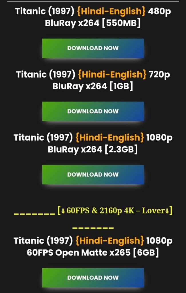 Titanic Movie Download in Hindi in HD